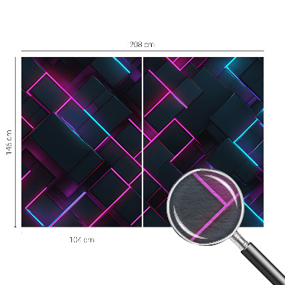 Nowoczesna fototapeta do salonu z motywem neonowej geometrii