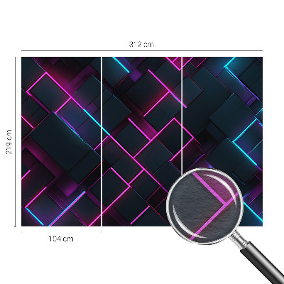 Nowoczesna fototapeta do salonu z motywem neonowej geometrii