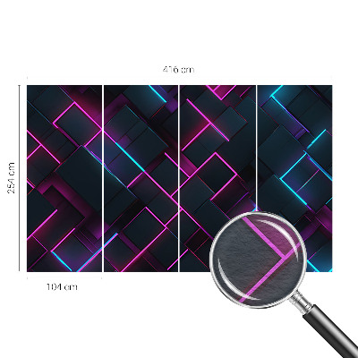 Nowoczesna fototapeta do salonu z motywem neonowej geometrii