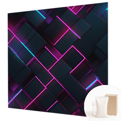 Nowoczesna fototapeta do salonu z motywem neonowej geometrii