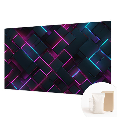 Nowoczesna fototapeta do salonu z motywem neonowej geometrii