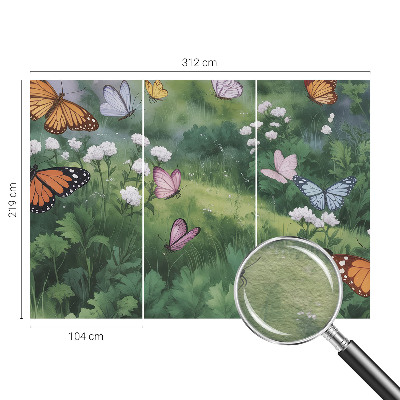 Dekoracyjna fototapeta na ścianę Motyle na łące