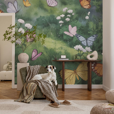 Dekoracyjna fototapeta na ścianę Motyle na łące