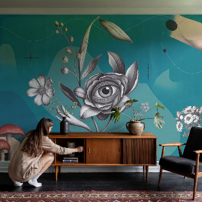 Dekoracyjna fototapeta na ścianę z motywem kwiatu w kształcie oka