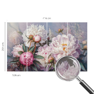 Fototapeta fizelinowa do sypialni z motywem piwoniowego bukietu