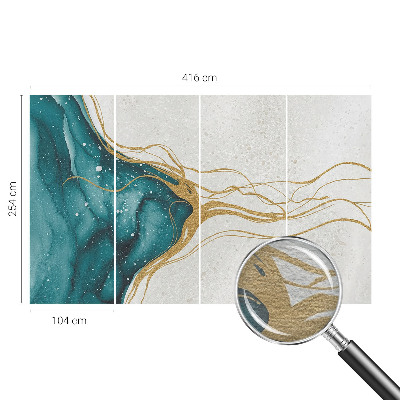 Tapeta fotograficzna z turkusowymi liniami jako motyw dekoracyjny