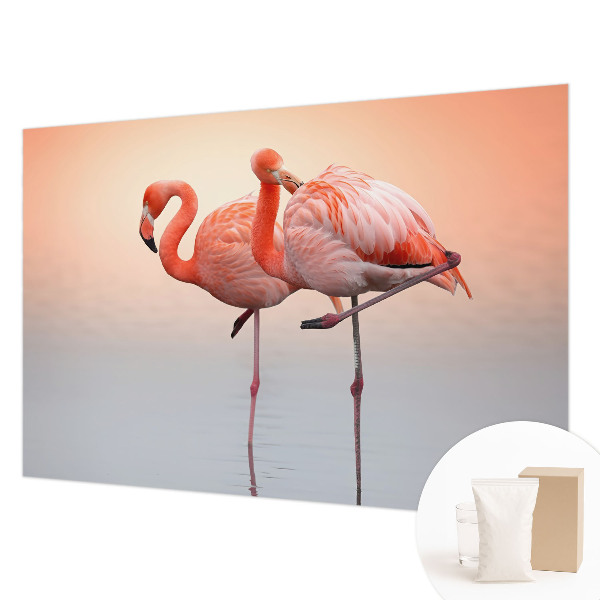Fototapeta fizelinowa z nadrukiem z motywem delikatnych flamingów