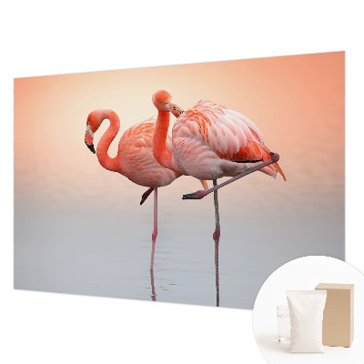 Fototapeta fizelinowa z nadrukiem z motywem delikatnych flamingów