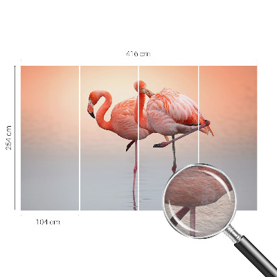 Fototapeta fizelinowa z nadrukiem z motywem delikatnych flamingów