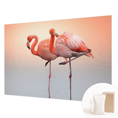 Fototapeta fizelinowa z nadrukiem z motywem delikatnych flamingów