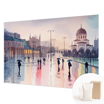 Fototapeta fizelinowa z nadrukiem Deszczowy spacer