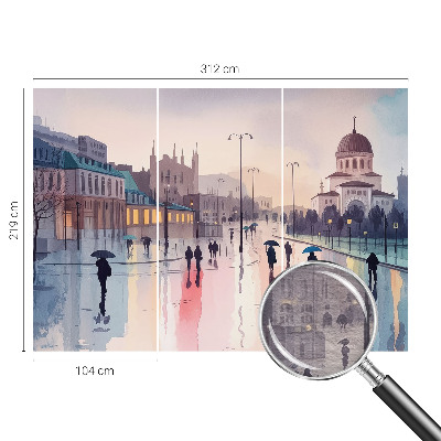 Fototapeta fizelinowa z nadrukiem z motywem „Deszczowy spacer”