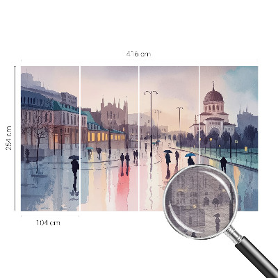 Fototapeta fizelinowa z nadrukiem z motywem „Deszczowy spacer”