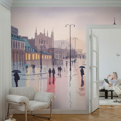 Fototapeta fizelinowa z nadrukiem Fototapeta fizelinowa z nadrukiem Deszczowy spacer