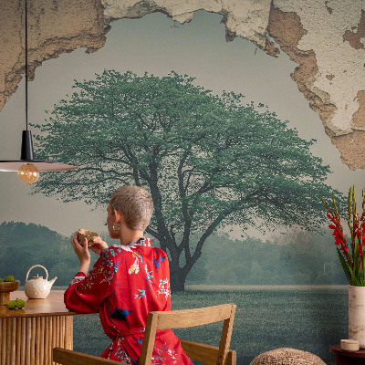 Dekoracyjna fototapeta na ścianę z motywem samotnego drzewa