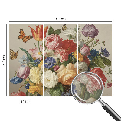 Nowoczesna fototapeta do salonu Kwiaty i motyle