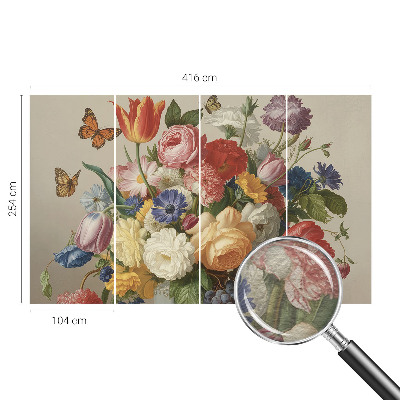 Nowoczesna fototapeta do salonu Kwiaty i motyle