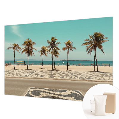 Nowoczesna fototapeta do salonu z motywem palm i plaży
