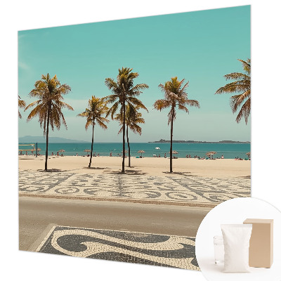 Nowoczesna fototapeta do salonu z motywem palm i plaży