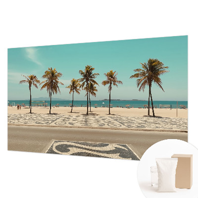 Nowoczesna fototapeta do salonu z motywem palm i plaży