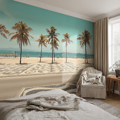 Nowoczesna fototapeta do salonu z motywem palm i plaży