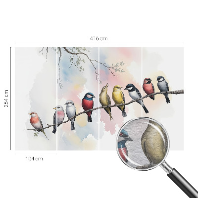 Tapeta fotograficzna fizelinowa Ptaki na gałęzi