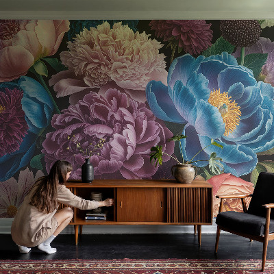 Nowoczesna fototapeta do salonu Kolorowe kwiaty