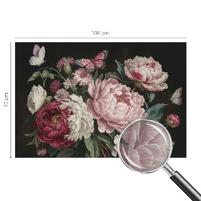 Nowoczesna fototapeta do salonu Nowoczesna fototapeta do salonu Piwonie i motyle