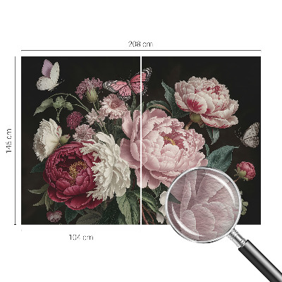 Nowoczesna fototapeta do salonu Nowoczesna fototapeta do salonu Piwonie i motyle