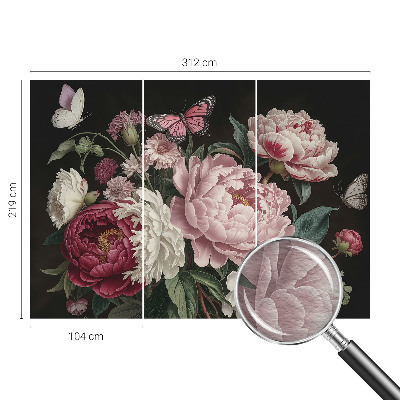 Nowoczesna fototapeta do salonu Nowoczesna fototapeta do salonu Piwonie i motyle