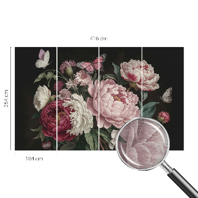 Nowoczesna fototapeta do salonu Nowoczesna fototapeta do salonu Piwonie i motyle