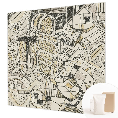 Fototapeta fizelinowa do sypialni z geometrycznym, abstrakcyjnym motywem