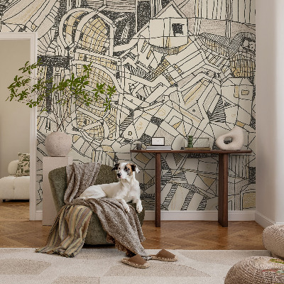 Fototapeta fizelinowa do sypialni z geometrycznym, abstrakcyjnym motywem