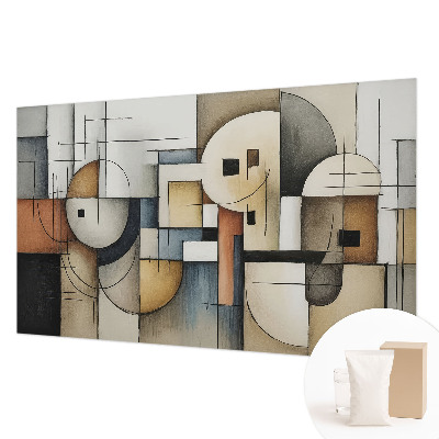 Fototapeta fizelinowa do sypialni z geometrycznym motywem w stonowanej kolorystyce