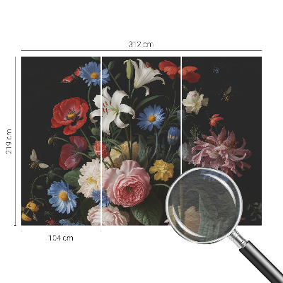 Fototapeta fizelinowa do sypialni Kwiaty z owadami