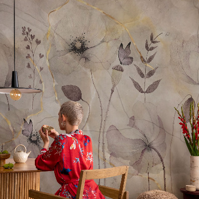 Tapeta fotograficzna z delikatnym motywem kwiatowym