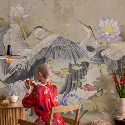 Tapeta fotograficzna Ptaki i lilie