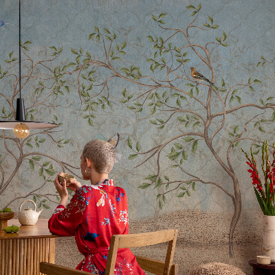 Fototapeta fizelinowa z nadrukiem Ptaki na drzewach