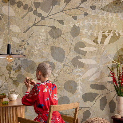 Fototapeta fizelinowa z nadrukiem Liście gałązki