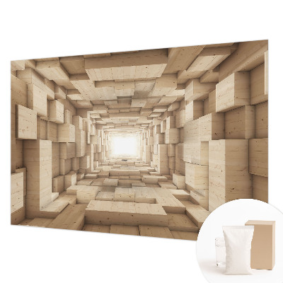 Fototapeta fizelinowa do sypialni z motywem drewnianego tunelu