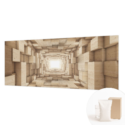 Fototapeta fizelinowa do sypialni z motywem drewnianego tunelu