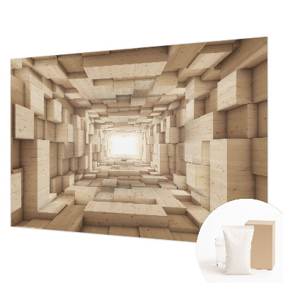 Fototapeta fizelinowa do sypialni z motywem drewnianego tunelu
