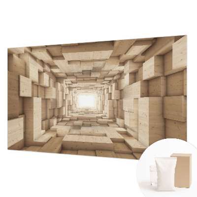 Fototapeta fizelinowa do sypialni z motywem drewnianego tunelu