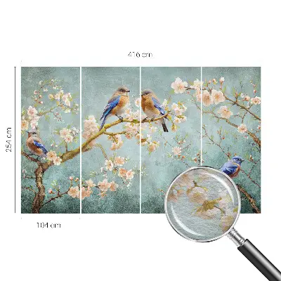 Fototapeta fizelinowa do sypialni z motywem wiosennych ptaków