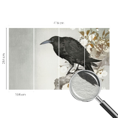 Nowoczesna fototapeta do salonu Nowoczesna fototapeta do salonu Kruk w kwiatach