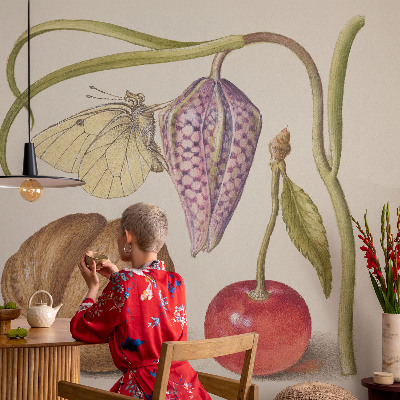 Tapeta fotograficzna z motywem motyla i roślin