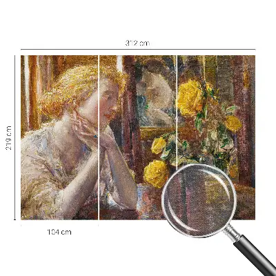 Dekoracyjna fototapeta na ścianę z motywem kobiety z różami