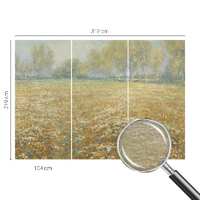 Fototapeta fizelinowa do sypialni z motywem kwitnącego pola