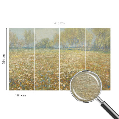 Fototapeta fizelinowa do sypialni z motywem kwitnącego pola