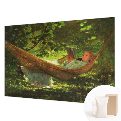 Nowoczesna fototapeta do salonu z motywem relaksu w hamaku